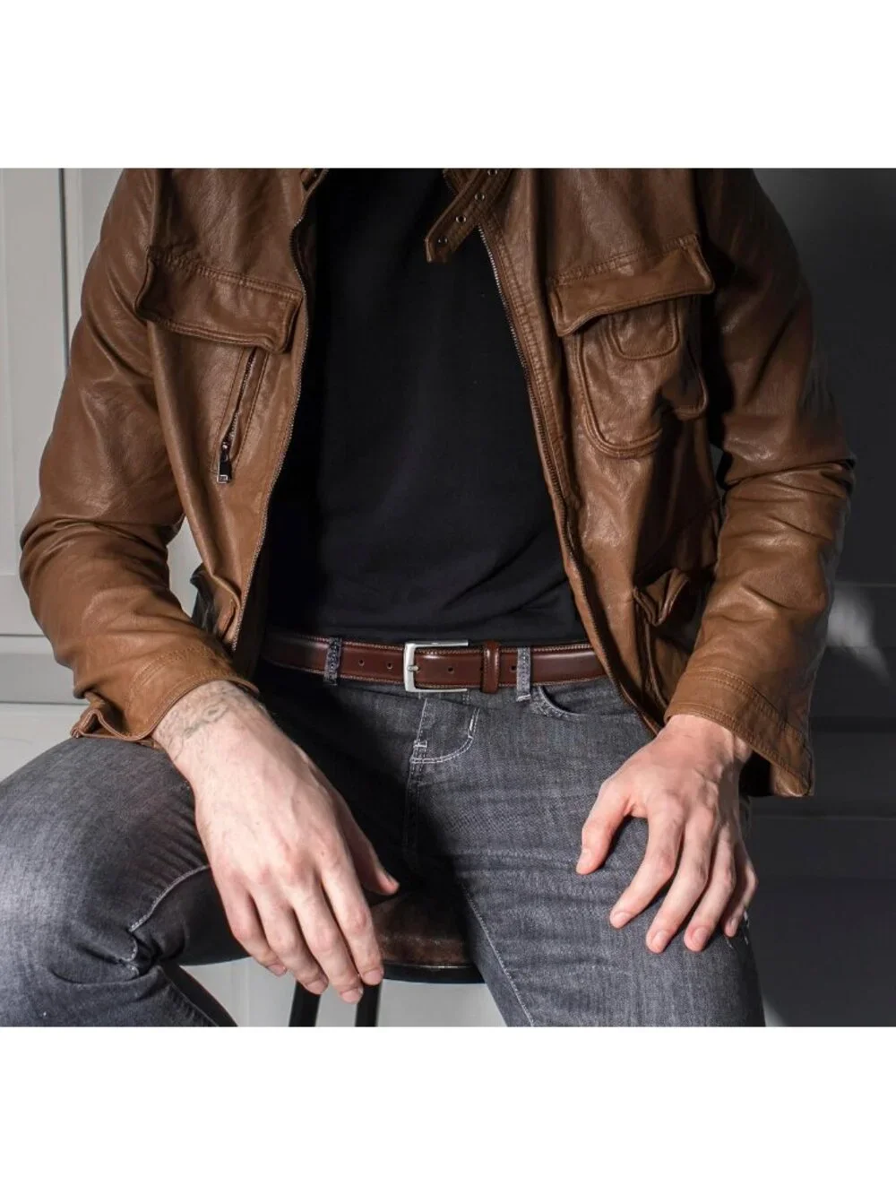 Men's Genuine Leather Dress Belt 2-Pack, Handmade, Classic & Fashionable for